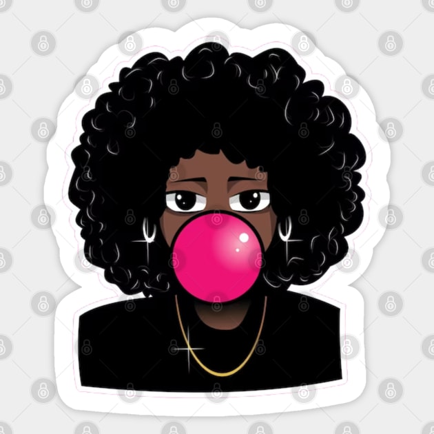 Big Curly Afro Natural Hair Black Woman Sticker by rogergren